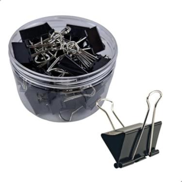 Imagem de Kit 40 Prendedores de Papel Presilha Blinder Clips de 19mm Preto Ou Colorido(Preto)