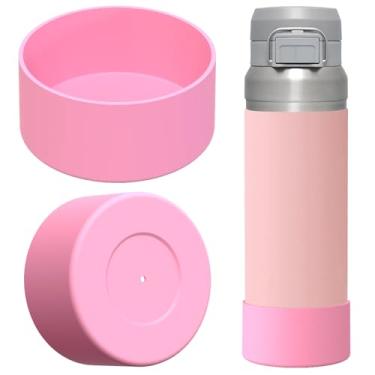 Imagem de Linkidea Pacote com 2 botas de garrafa de água compatíveis com Stanley Quick Flip GO 1,020 g, protetor de para-choque inferior de garrafa de água de silicone (rosa claro)