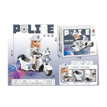 Imagem de Moto Policial, com Sidecar, Boneca Policial em Uniforme Branco, Conjunto Infantil