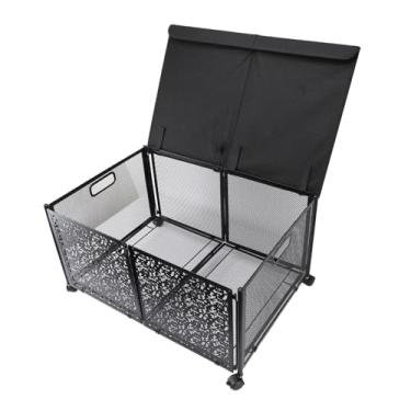 Imagem de Naroote Organizador de Brinquedos de Metal, Caixa Portátil de Armazenamento de Brinquedos à Prova de Poeira Portátil Fácil de Montar Roda Rotativa Com Tampa para Quarto de Berçário da Sala de Jogos