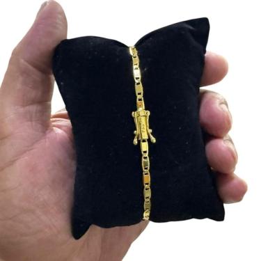 Imagem de Pulseira Piastrine 4Mm Fecho 750 Banhado A Ouro 18K Luxo