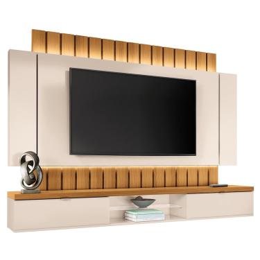 Imagem de Home Suspenso Illusion 2.2 para TV até 70” - HB Móveis Off White/Cinamomo