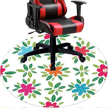 Imagem de Tapete de cadeira de escritório com flores, textura de flor, tapete de cadeira de mesa para piso de madeira de escritório em casa, protetor de piso de pilha baixa, redondo 78,7 cm