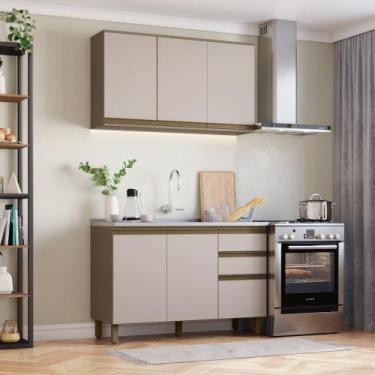 Imagem de Cozinha Modulada Compacta 120cm 5 Portas 3 Gavetas Connect Henn - Duna