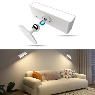 Imagem de Honalia Luminárias De Parede Recarregáveis Honalia, Pacote Com 1, Luminária Regulável Rotação Magnética 360 Graus E Controle Por Toque, Arandela Sem Fio Operada Bateria Para Leitura Ao Lado Da Cama