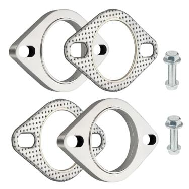 Imagem de EVIL ENERGY Kit de conexão de flange de escape de 2 parafusos, flange de escape de aço inoxidável e kit de vedação de escape com parafusos e porcas, kit de reparo de flange dividida (6 cm)