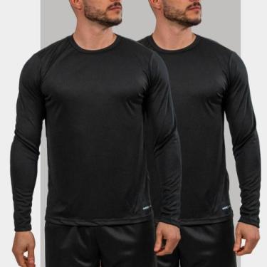 Imagem de Kit 2 Camisetas com Proteção Solar Uv 50+ Camisa Termica Manga Longa M
