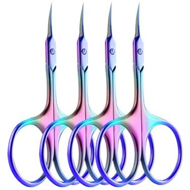 Imagem de Tesoura de cutícula de aço inoxidável, 1/2/4 peças, ferramentas para manicure e pedicure, aparador de unhas, colorido, 4 peças, BH01