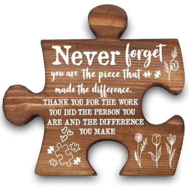 Imagem de New Job Gifts for Women, Never Forget You Are The Piece That Made the Difference, Placa inspiradora, presente de agradecimento para professora enfermeira colega de trabalho, 14 x 13 cm, WVV1