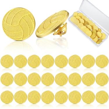 Imagem de Tondiamo 24 broches de chenille presente prêmio esportivo broche de lapela dourado para equipe estudantil uniforme escolar jaquetas mochila chapéu decorações (vôleibol)