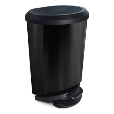 Imagem de Lixeira De Piso Oval Black Inox Com Pedal 20l 49x32x35cm