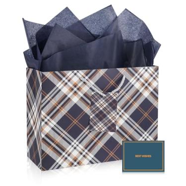 Imagem de Gfractolux Sacos de presente grandes, 1 pacote de sacos de presente com papel de seda e cartões, sacos de presente com alças para aniversários, chá de bebê, casamentos, lembrancinhas de festa