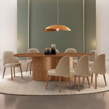 Imagem de Conjunto para Sala de Jantar com 8 Cadeiras Ester Turim / Imbuia Natural