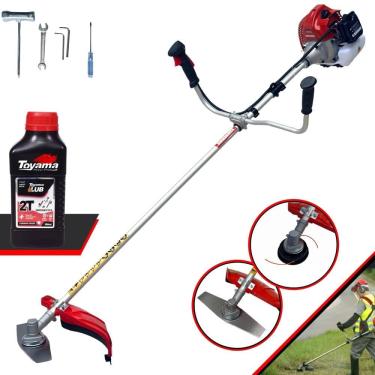 Imagem de Roçadeira Podador de Grama Kawashima BCJ431-L À Gasolina 43cc 1,7HP Alta Rotação Completo Com Carretel de Nylon + Faca 2 Pontas + ÓLEO TOYAMA 2T