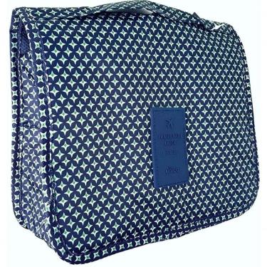 Imagem de Necessaire Em Nylon Organizadora Higiene Para Viagem Azul Marinho Estrelado