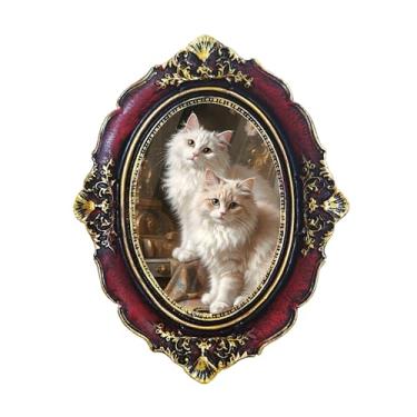 Imagem de SOLCHRYHOM Molduras de arte de parede oval carmesim, molduras antigas - podem exibir fotos 10 x 15 com tapete, molduras vintage ornamentadas para decoração de parede ou mesa, decoração de casa antiga