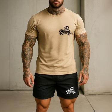 Imagem de Kit 2 Peças Ref 249 Short TACTEL Estampado Be Strong E Camiseta Mascul