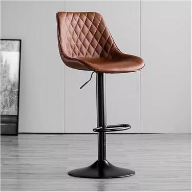 Imagem de Bancos De Bar De Couro Giratórios Com Altura De Balcão Com Encosto, Cadeiras De Bar Ajustáveis Moderno Sem Braços Banquetas De Ilha De Cozinha Com Capacidade De 350 Lbs, Gray-1