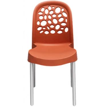 Imagem de Cadeira Deluxe com Pés de Alumínio Forte Plástico Cor Terracota