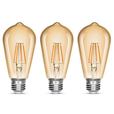 Imagem de Lâmpada LED Edison, lâmpada Edison vintage de 40 W, lâmpada E26, lâmpada LED não regulável, 450 lúmens 2300 K âmbar quente, pacote com 3