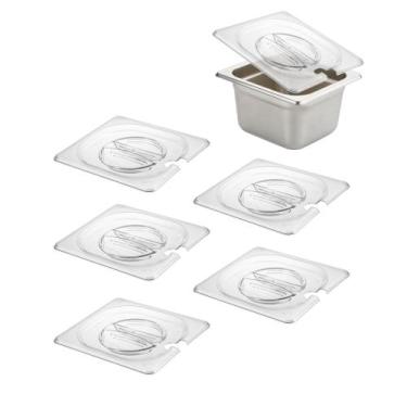 Imagem de Tampa de panela de hotel HECMAC tamanho 1/6 Slotted Clear, pacote com 