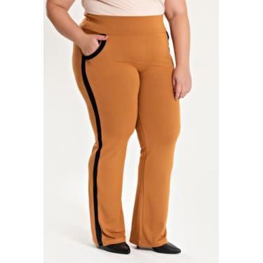 Imagem de Calça Feminina Plus Size Molecotton Faixa Contrastante E Bolso - Seren
