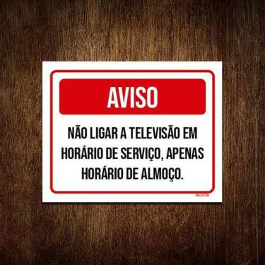 Imagem de Placa Avio Não Ligar Televisão Em Horário De Serviço 27X35