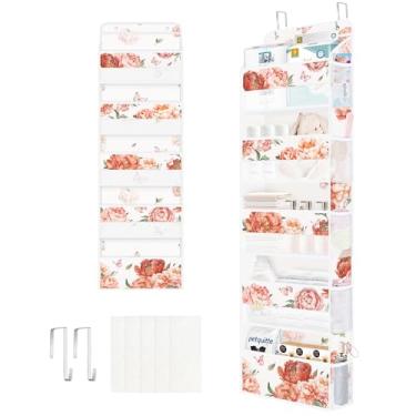 Imagem de Clastyle Organizador de flores sobre a porta, organizador de folhas para berçário para mulheres, meninas, roupas, fraldas, brinquedos, armário, porta, prateleira, armazenamento para quarto, banheiro