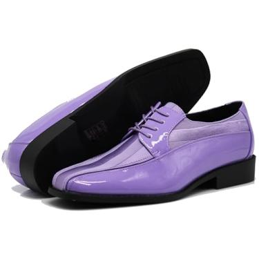 Imagem de BMY Sapato social masculino listrado de cetim combinando com patente superior Oxford formal, Lavanda, 47
