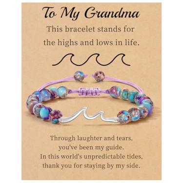 Imagem de Presentes inspiradores para mulheres, pulseira ondulada, presentes de encorajamento, pulseiras de contas de pedra natural, Life Is Tough Anime, espiritual, pensativo, obtenha presentes Weel, joias de