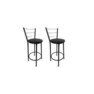 Imagem de Kit 2 Banquetas Bancos Média Preta Bistrô Balcão Cozinha - FortMix, Pr