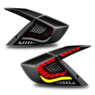 Imagem de Luzes traseiras de LED para Honda Civic Sedan 10ª geração 2016-2021, conjunto de lâmpadas traseiras traseiras com animação inicial, um par sequencial de seta de LED, fumê (não serve para Hatchback e