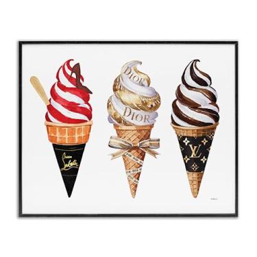 Imagem de Stupell Industries Design de arte giclée emoldurado preto de sorvete glamoroso redemoído por Amanda Greenwood, 40,6 x 50,8 cm