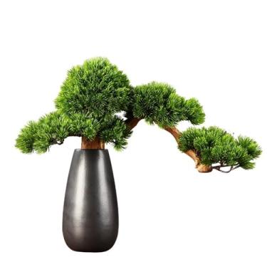 Imagem de Bonsai artificial de plantas artificiais com vaso de cerâmica, decoração interna de pinheiro falso, sala de estar, entrada, escritório, bonsai artificial