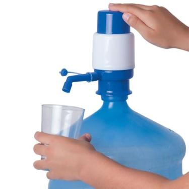 Imagem de Bomba Manual para Galão de Água, Válvula com Torneira, Compatível com Garrafões 5L, 10L e 20L, Azul e Branco