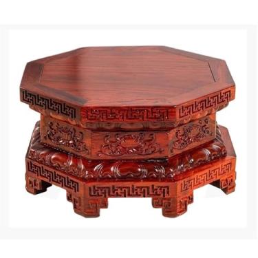Imagem de Base de exibição octogonal base de vaso de madeira sequoia flor vaso planta bonsai suporte suporte suporte base (grande)