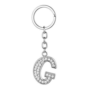 Imagem de BESPMOSP Chaveiro com letra A-Z Inials, presente para melhor amigo, chaveiros para mulheres, chaveiro de cristal brilhante, presentes de aniversário, G