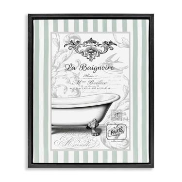 Imagem de Stupell Industries La Baignoire em listras pretas emolduradas flutuantes arte de parede design por Lettered and Lined, 78 x 63 cm