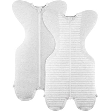 Imagem de Susurration Saco de dormir para bebês, faixa autocalmante para recém-nascidos, ajuste confortável, melhora o sono e o reflexo de susto calmo, pacote com 2, 1-3 meses, 3,6-5,9 kg