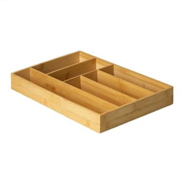 Imagem de Organizador de Talheres em Bambu para Gaveta – Bandeja Multiuso 6 Divisórias