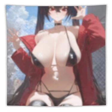 Imagem de LIEGBMEU Tapeçaria de biquíni sexy anime menina 152.4 cm x 152.4 cm interior exterior parede colcha arte decoração de tapeçaria caprichosa, AF223