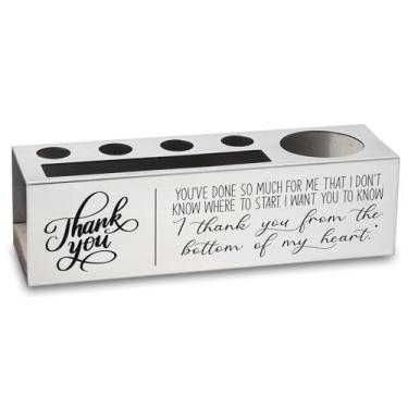 Imagem de YODOCAMP Porta-lápis de mesa de agradecimento com mensagem sincera, organizador de escritório de aço inoxidável para professor, enfermeira, colega de trabalho, pai, presente de agradecimento para
