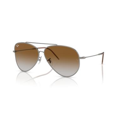 Imagem de Óculos de Sol Ray-Ban Aviator Reverse 0RBR0101S 004/CB Tam 59 / Chumbo - Lentes Marrom Gradiente