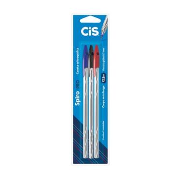Imagem de CIS Spiro Pro Caneta Esferográfica 0.7mm, Blister com 3 Unidades (Azul, Preta e Vermelha)