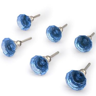 Imagem de Perilla Home Puxadores de porta - Puxadores decorativos com parafuso de vidro cortado cola conjunto de 6 maçanetas