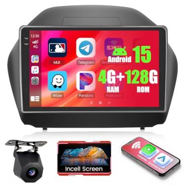 Imagem de Rádio veicular Android 15 de 4 + 128 GB para Hyundai IX35 2010-2015 com Carplay sem fio, Android Auto, Realdio Car Stereo com tela sensível ao toque de 10,1 polegadas na célula, WiFi, BT, GPS FM/RDS