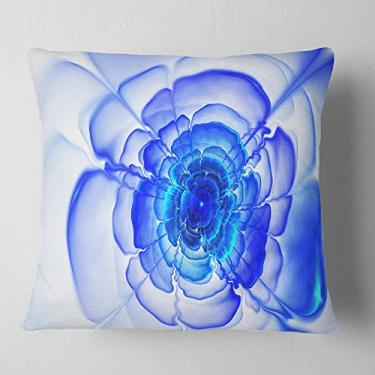 Imagem de Design grande azul fractal flor pétalas florais, sala de estar, sofá, almofada de alta qualidade + capa de almofada impressa em ambos os lados 66 cm x 66 cm