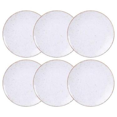 Imagem de Kit 6 Pratos de Sobremesa 21cm Porcelana Rústico Marrom Tramontina Dec