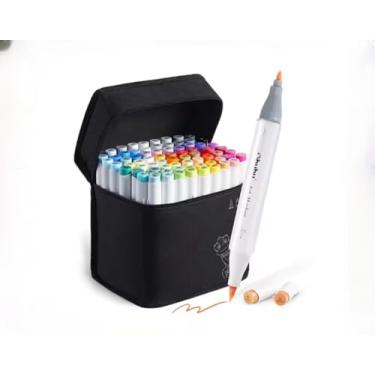 Imagem de Kit Canetinhas Para Pintar Bobbie Goods | Caneta Marcador Permanente Para Colorir | Estojo Para Desenho Profissional | 48 Cores | Conjunto Kit De Canetinhas Pontas Duplas | Cores Vivas