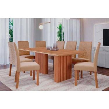 Imagem de Sala de Jantar Completa Ester Tampo Madeirado 210x100cm e 8 Cadeiras C